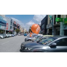 Printed balloon tie to car